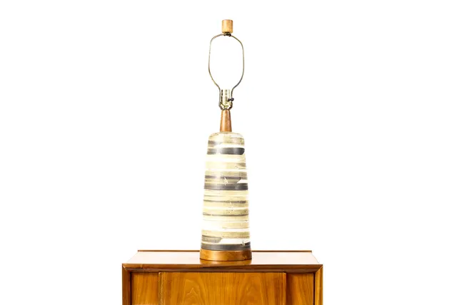 #2226 — Mid Century Vintage Table Lamp — Gordon + Jane Martz for Marshall Studios — Earthtone Glaze