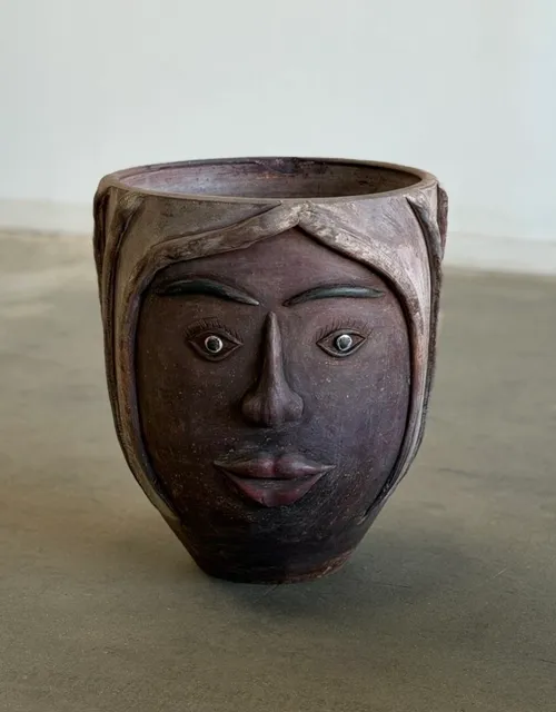 Vintage Mexican Terracotta Face Planter